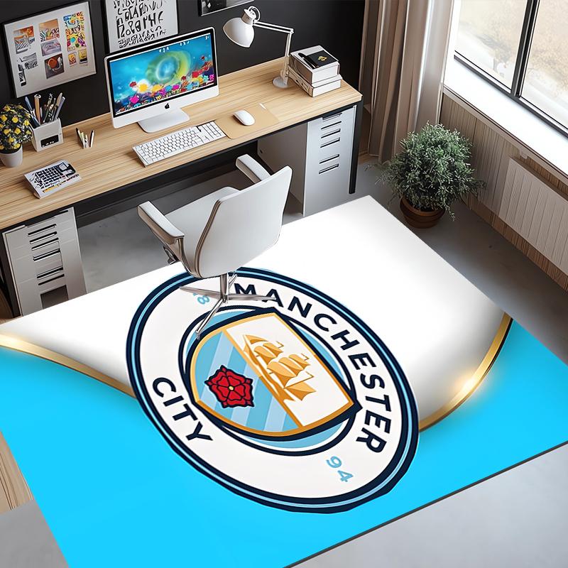 Manchester City FC Pattern Rug, Indoor/Outdoor Mat, for Picnic, Gameroom, Bedroom, Office, Living Room, Home Decor Carpet, Birthday Gift