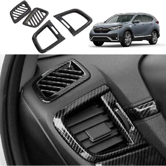 for CRV 2017-2022 Rear Air Condition Vent Outlet Cover Trim Sticker, Carbon Fiber Grain Style Interior Decorative Panel Frame Accessories for Honda
