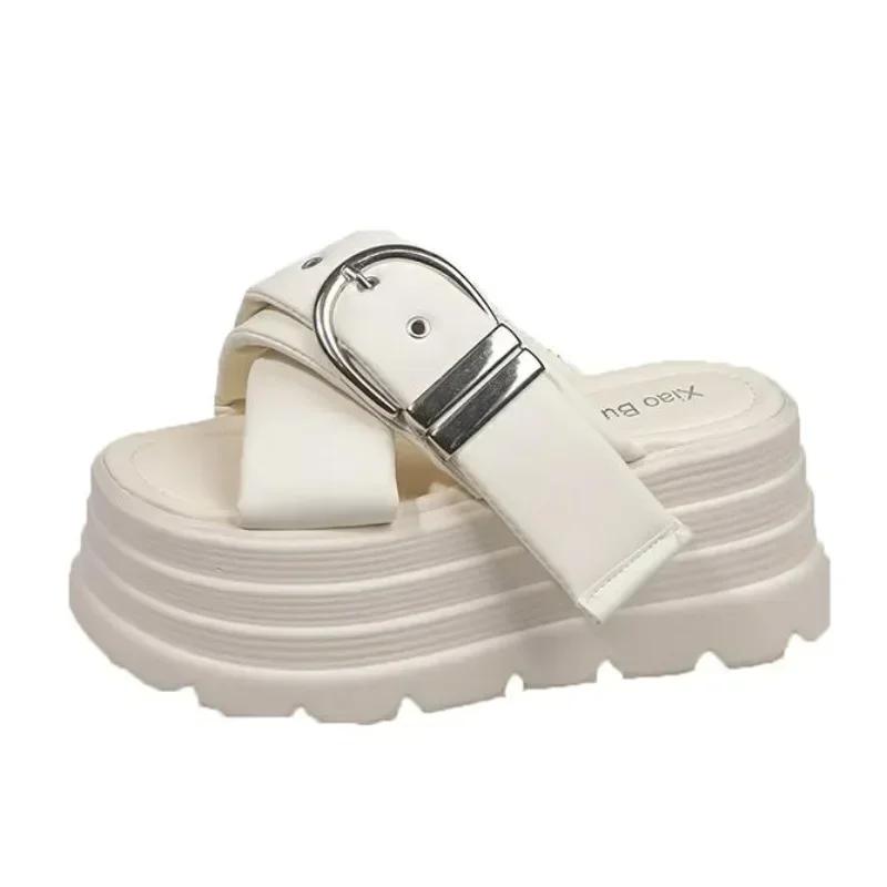 Fashion 8CM Fashion Women Shoes Buckle Wedge Sandals Women Outdoor Casual Platform Slippers New Woman Non-Slip Versatile Sandalias Mujer