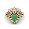 925 Sterling Silver Gold Vermeil 1.99 Cts Pear Shape Emerald Solitaire Tiara Crown Women Wedding Ring