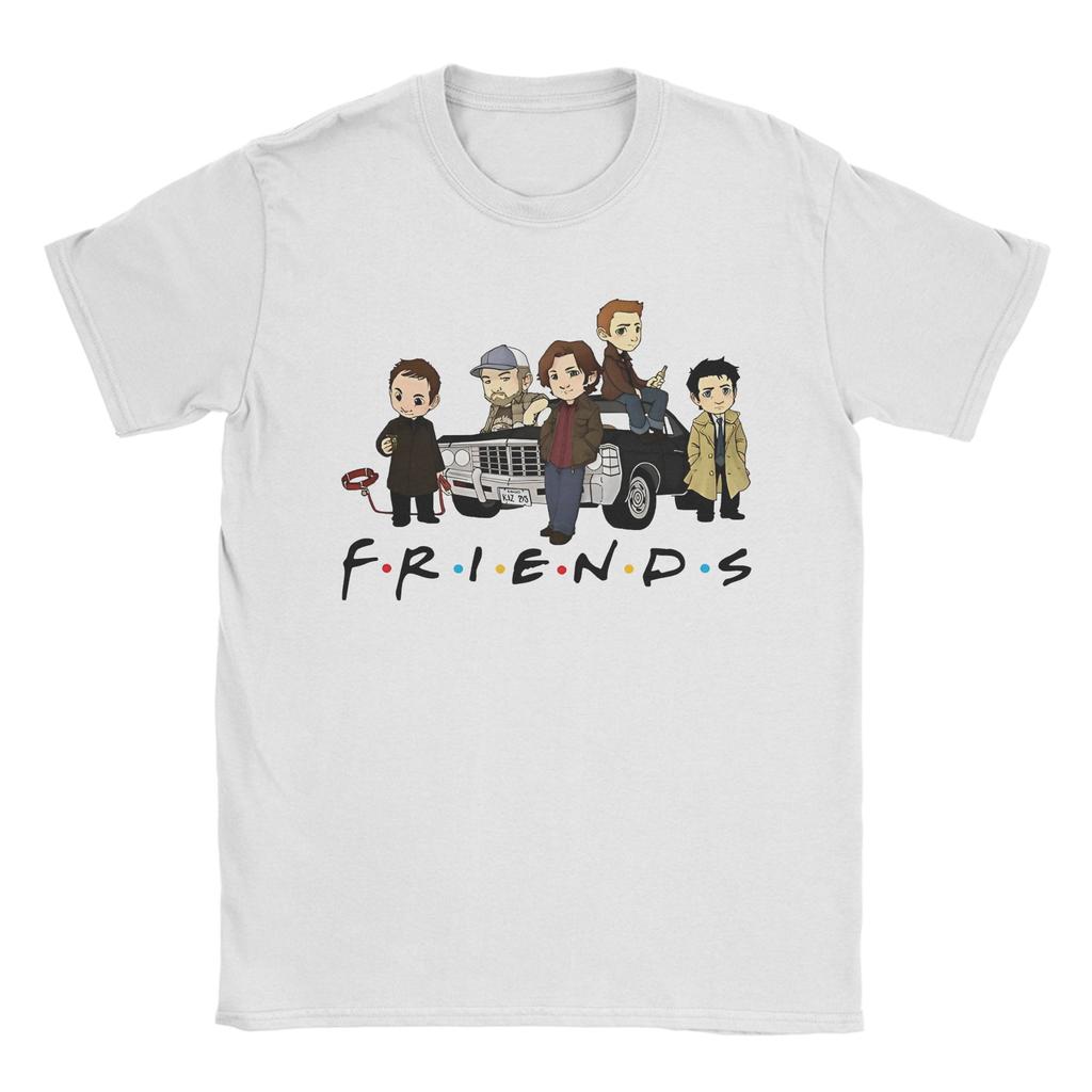 Supernatural Chibi Team T Shirts for Unisex Unisex Pure Cotton Vintage TShirt Round Collar  Tees Short Sleeve Tops 4XL 5XL 6XL