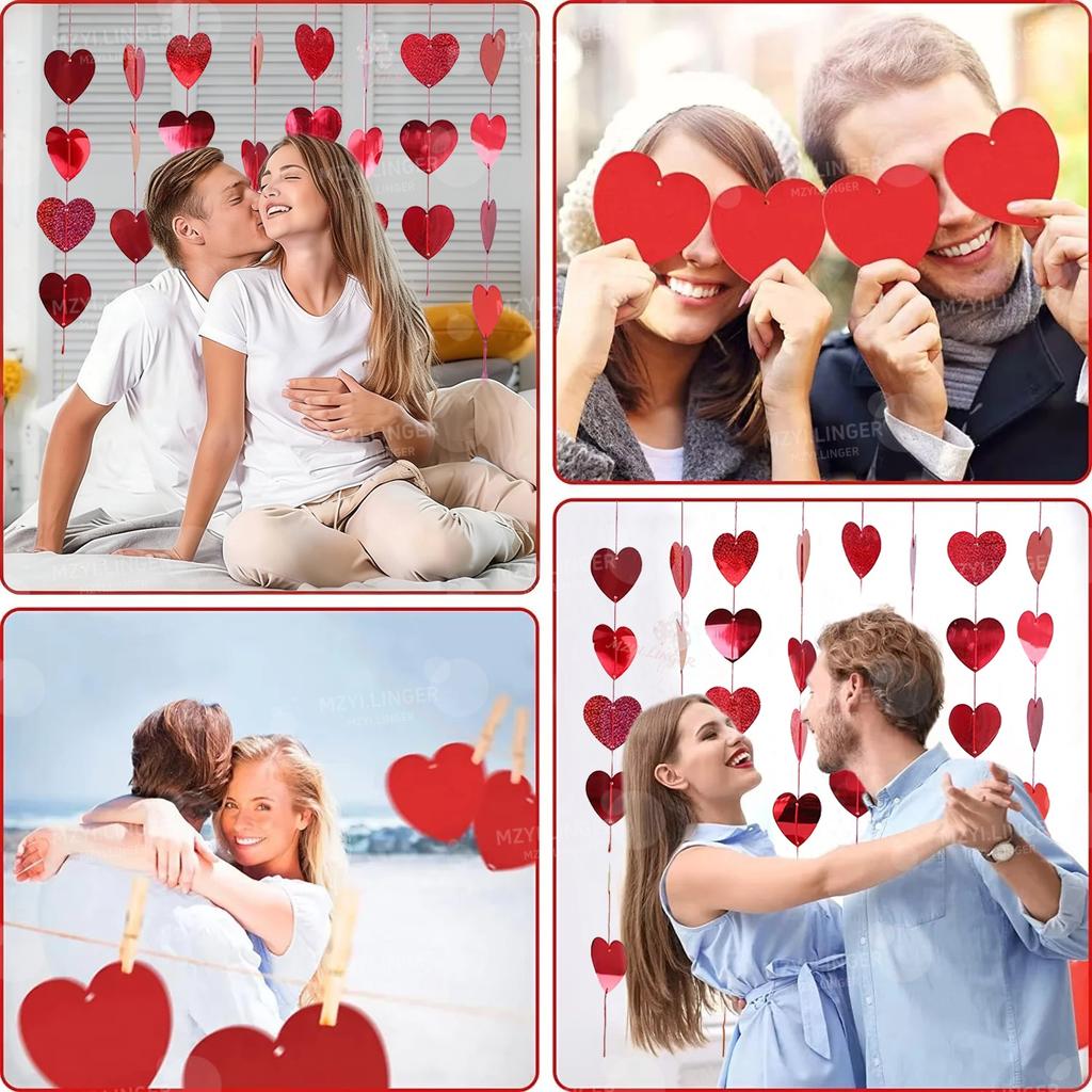 Golden ILOVEYOU Letter Balloon Set Love Pendant Decoration Red Heart Balloon for Valentine's Day Proposal Wedding Birthday Decor