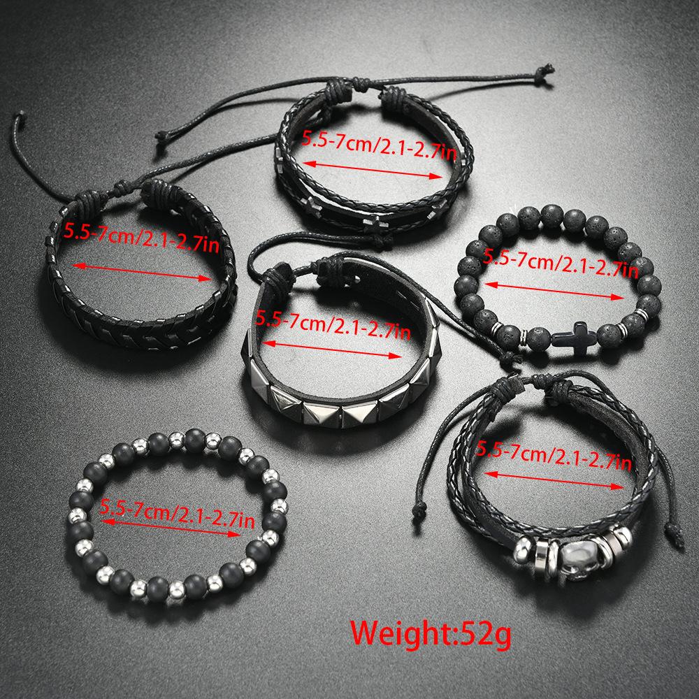 Vintage Gothic Stil Lederarmbänder Für Männer Mode Punk Cosplay Kreuz Stern Geflochtene Seilkette Lederarmbänder Geschenke