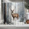 A Reindeer Shower Curtain, Perfect for Christmas And Halloween Decorations, Suitable for Autumn And Winter Home Decor