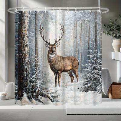 Una Tenda da Doccia con Renne, Perfetta per Decorazioni Natalizie e di Halloween, Adatta per Arredamento Domestico Autunnale e Invernale