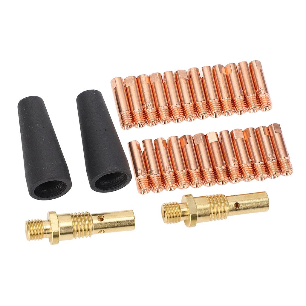 28 Pcs Set Flux Core Gasless Nozzle Brass Gas Diffuser and 0.031in 0.035in Tips for Magnum 100L