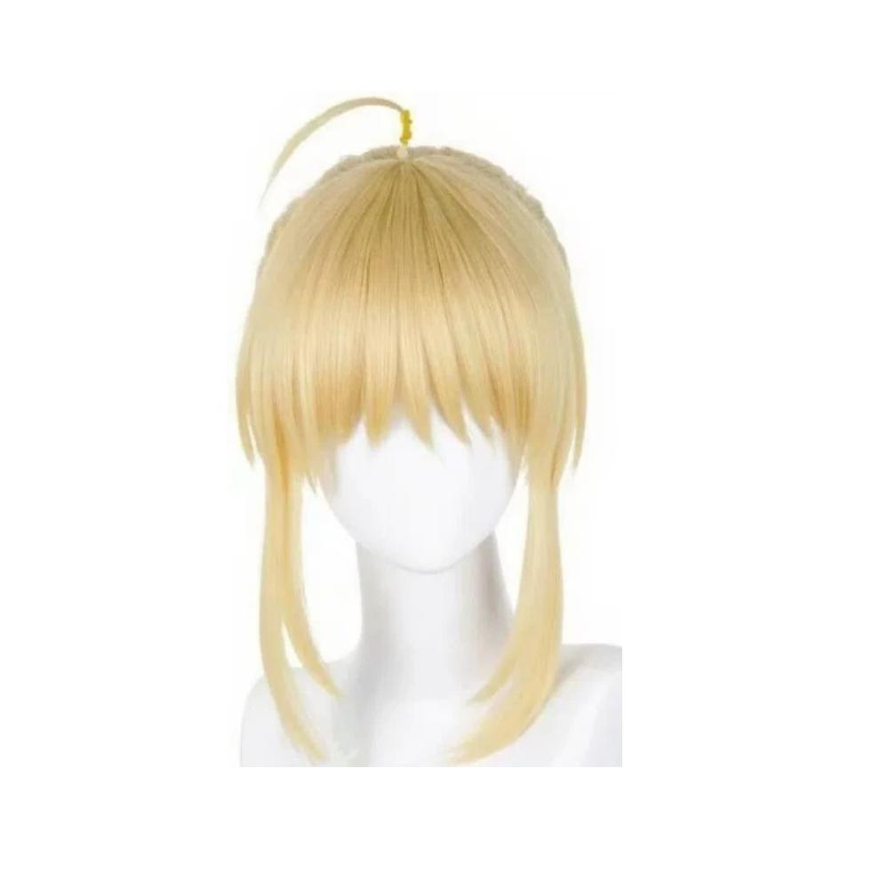 Anime Fate Stay Night Saber Altria Daily Blue White Dress Wig Cosplay Costume Anime Role Play Halloween Performance Outfit