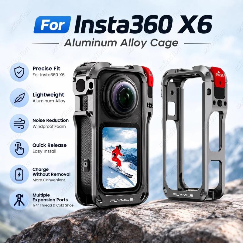 Carcasă de protecție din aliaj de aluminiu Anti-cădere Accesorii pentru camera Insta161 X6