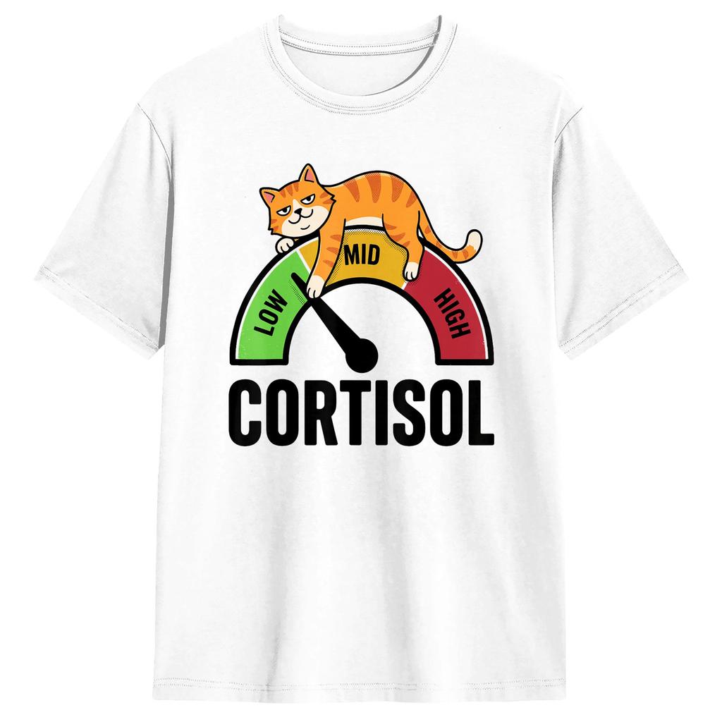Sloth Low Cortisol Level Meme TShirt Summer Popular T Shirts Unisex Cotton Crewneck Plus Size Tees Short Sleeves Funny Tops