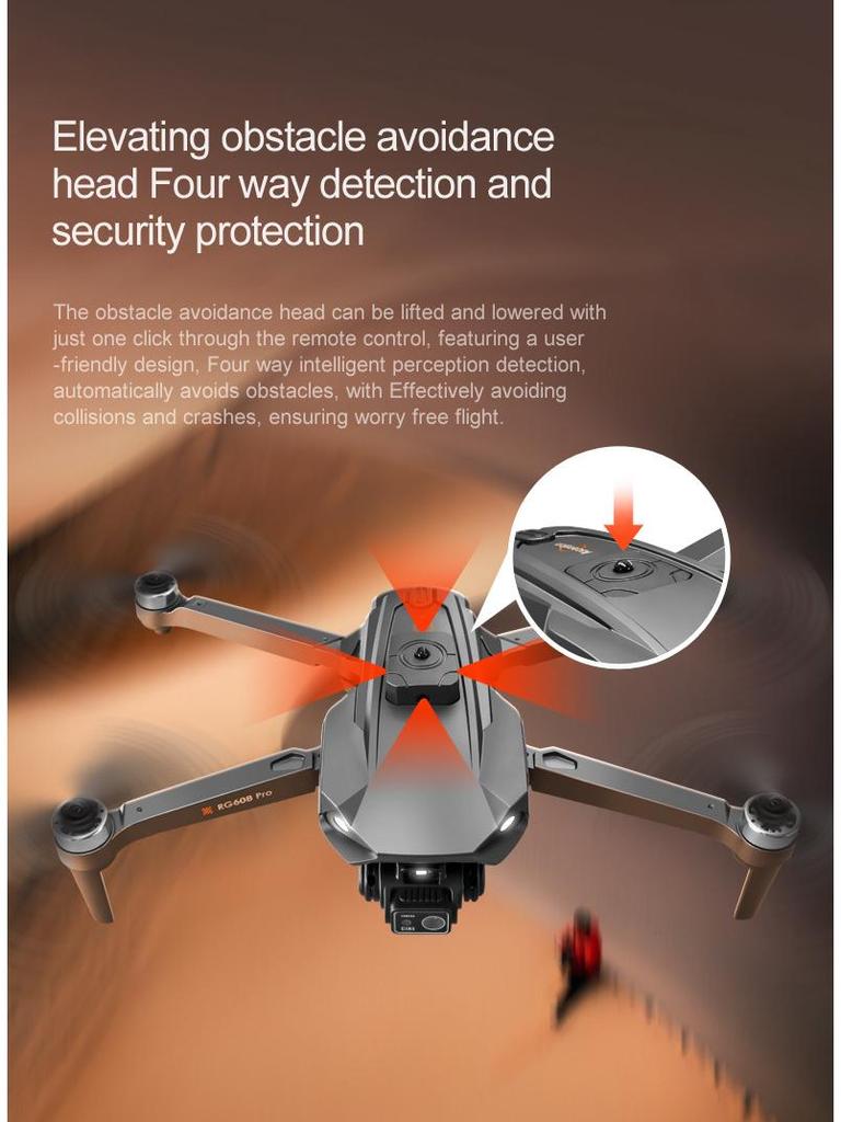 RG608PRO Dual Camera Drone with Obstacle Avoidance, Brushless Motors for Aerial Photography, Remote Controlled Aircraft.