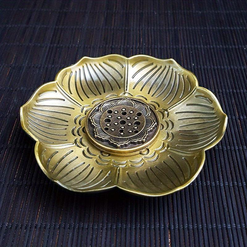 1pc, Elegant Golden Lotus Incense Burner - Metal Cone And Incense Stick Holder For Home Decor (Without Incense)