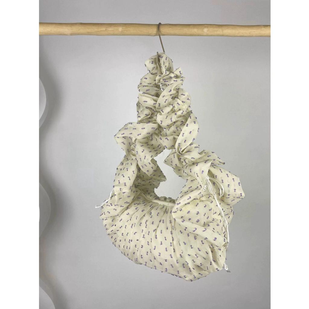 Girly floral pleated shoulder strap lace bow literary rose white handbag commuter bag messenger bag