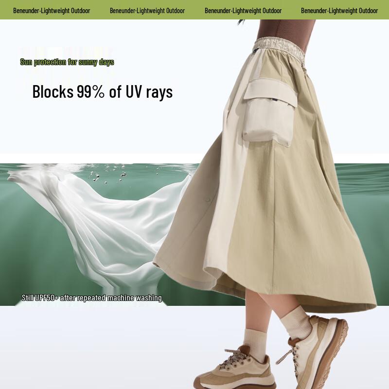 beneunder Damen Faltenrock A-Linie Midi