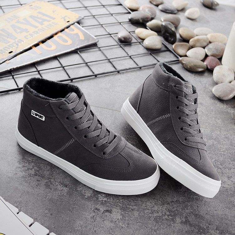 Fleece thickened high-top canvas shoes for women's winter students, Korean version of versatile flat bottom 2025 new thermal cotton shoes for women