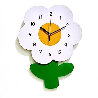 Flower Shaped Wall Clocks for Kids Cartoon Cute Exquisite Silent Wall Clock for Living Rooms