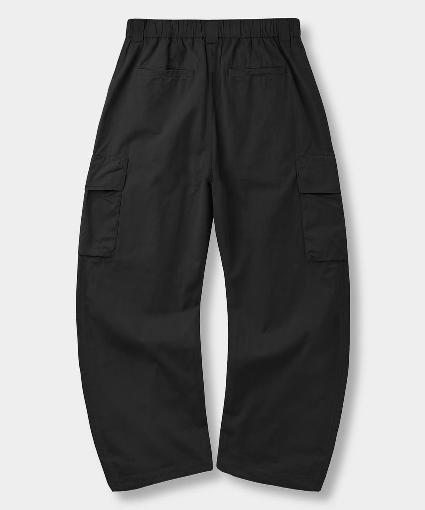 Dimiteulibeullaeg [Summer] Vlad Curved Elastic Waist Cargo Pants_Black