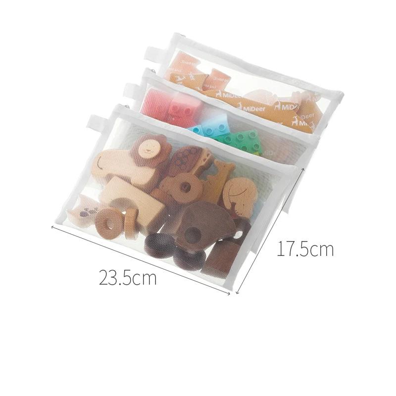 3Pcs Storage Bag Mesh Zipper Toy Building Block Puzzle Sub-Package Children Particle Zipper Transparent Finishing Storage