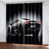 3D Trendy City Sports Car Scenery 3D Printing Semi Sunshade Window Curtain Polyester Fabric For Bedroom Hook Accessories  2pcs