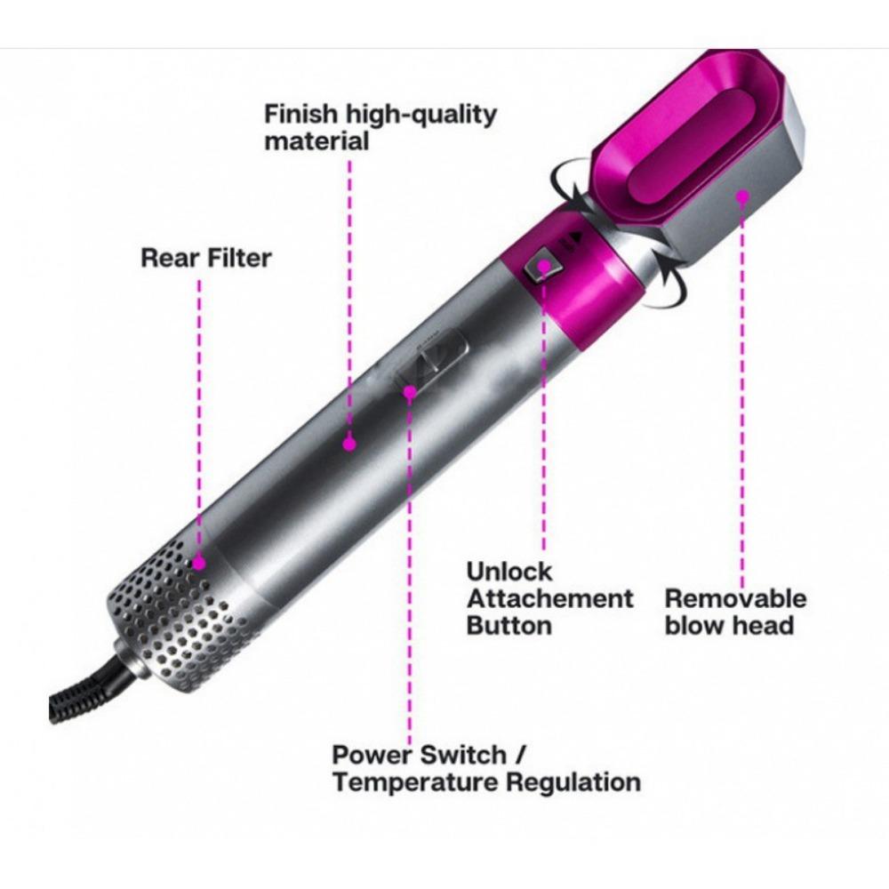 Five-In-One Hot Air Comb Automatic Curling Stick Curly Straight Dual-Purpose Hair Styling Comb Electric Hair Dryer