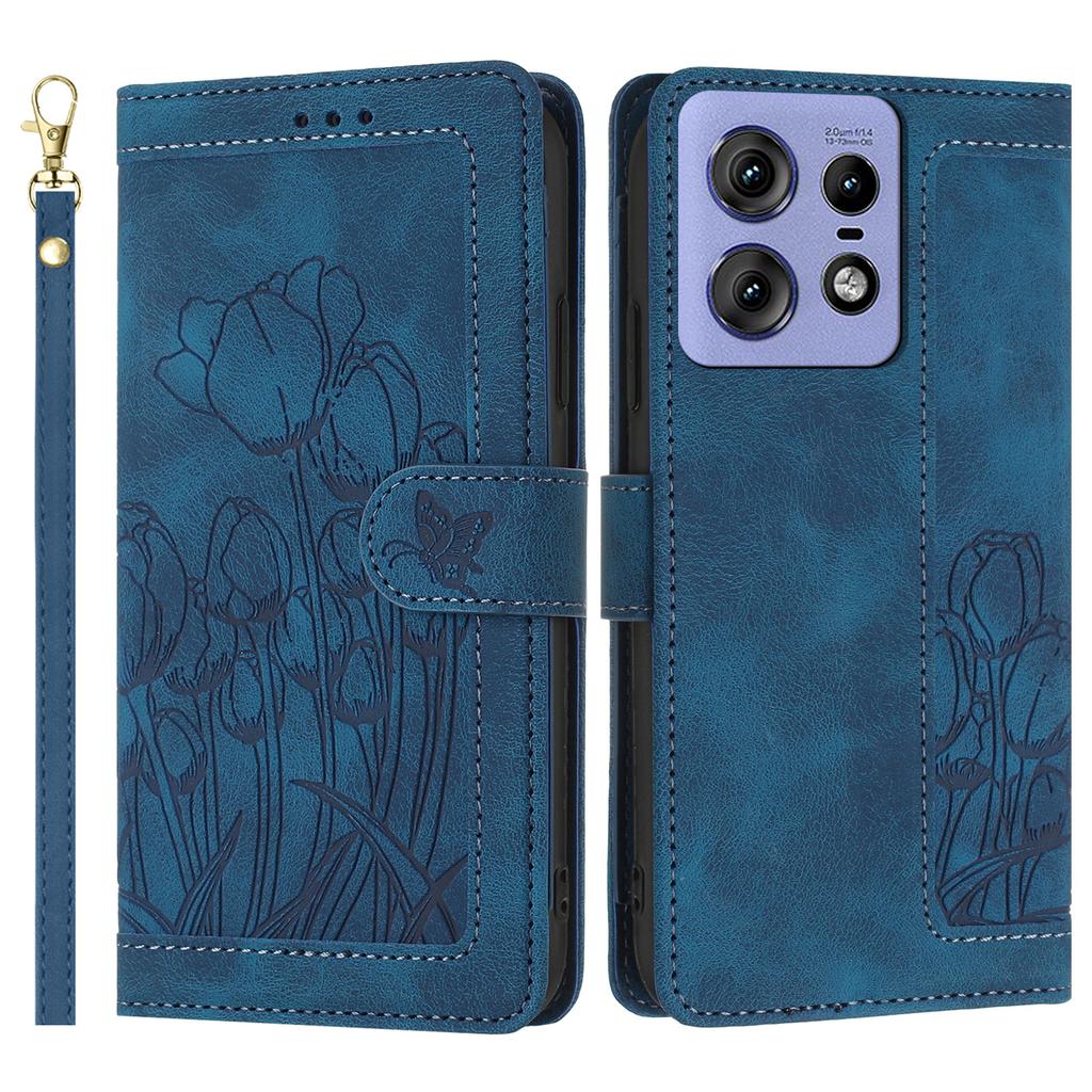 For Motorola Edge 50 Pro 5G Tulip Leather Case Phone Cover with 5 Card Slots Wallet