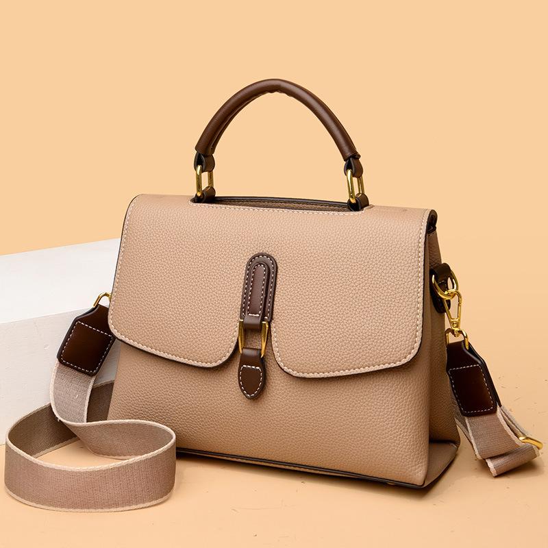 2023 New Leather Bag Color Matching Car Sewn Cowhide Women's Bag Versatile One Shoulder Oblique Straddle Handbag