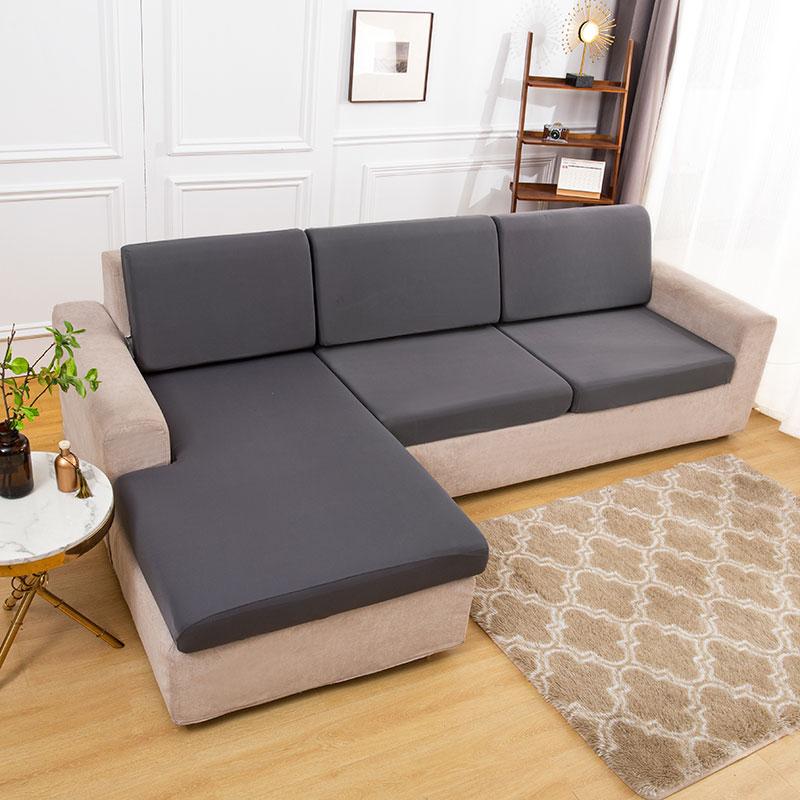 Elastic Sofa Seat Cover Solid Color Stretch Sofa Cushion Cover L Shape Slipcover For Living Room Furniture Protector