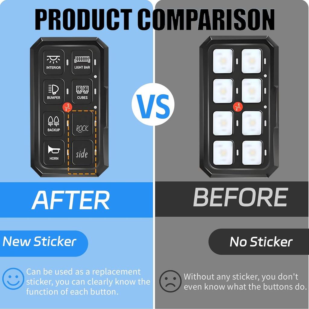 120PCS Car Switch Panel Sticker, Switch Label Decal Kit for Switch Panel AR-800, BA80, GA80, GB80, BB80, BC60, GC60, Vehicle Dashboard Text Sticker
