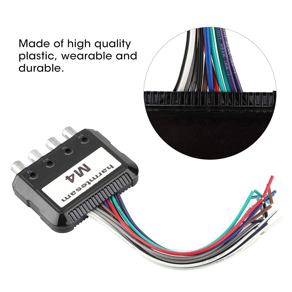 JL Audio High Low Converter, Duokon Car Stereo Subwoofer 4 Channel High to Low Audio Converter with Power Amplifier Control Wire Plastic Black