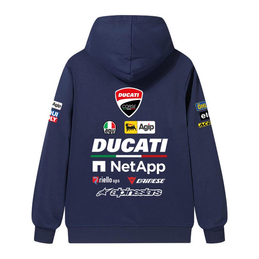 Ducati Felpa Corse MotoGP Racing, Unisex Oversize Streetwear Pullover con Stampa Completa Logo Sponsor