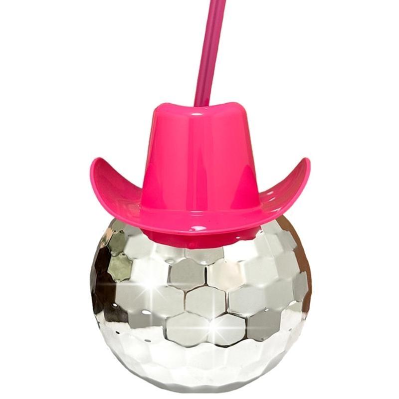 Discos Balls Cups Discos Flashing Balls Cocktails Cup with Straw Mirror Cups Discos Party Supplies Wine Cocktails Glass