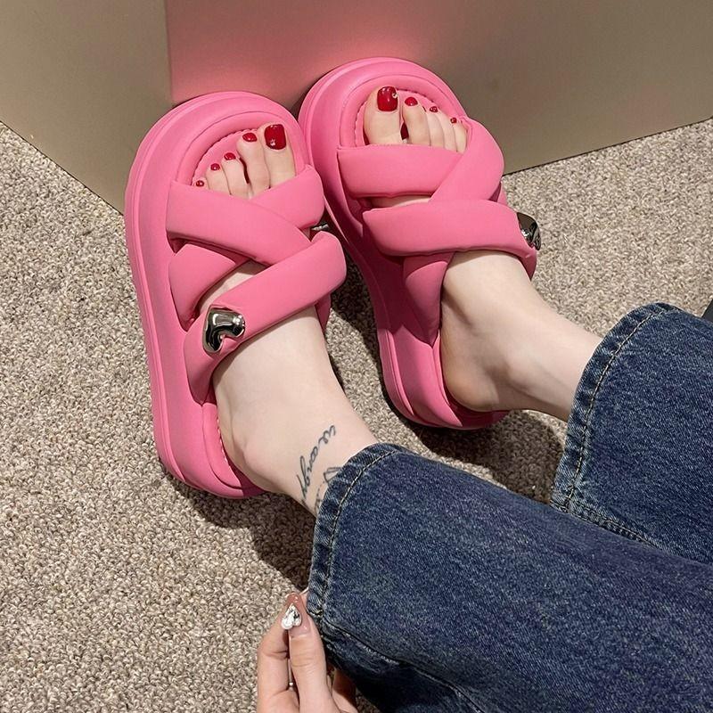 Fashion Women Sandalias Mujer Summer Fairy Style 2024 New Fashion Student Platform Roman Lady Sands Flat Shoes Cute Slippers