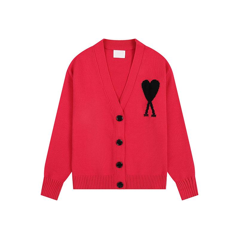 Klassischer Strick-Cardigan mit Herz-Stickerei - Unisex Lockerer Pullover