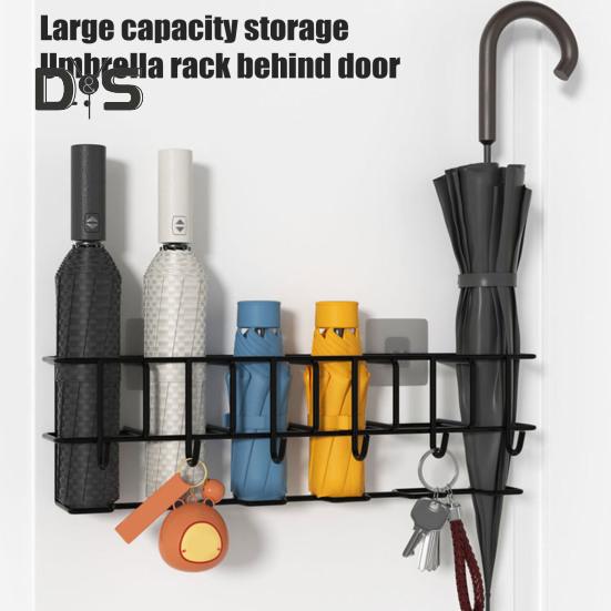 Hohles Regenschirm-Aufbewahrungsregal, Wandgarderobe mit 6 Kleiderbügeln, tragender Hut- und Kleidungs-Organizer für Badezimmer und Wohnzimmer