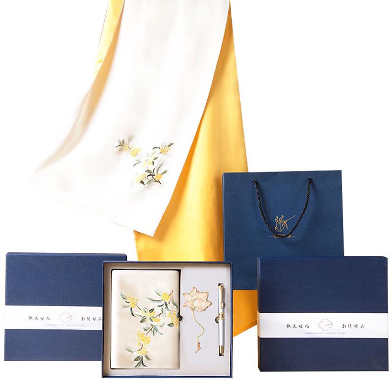 

Chinese Style Suzhou Embroidery Mulberry Silk Scarf Gift Set