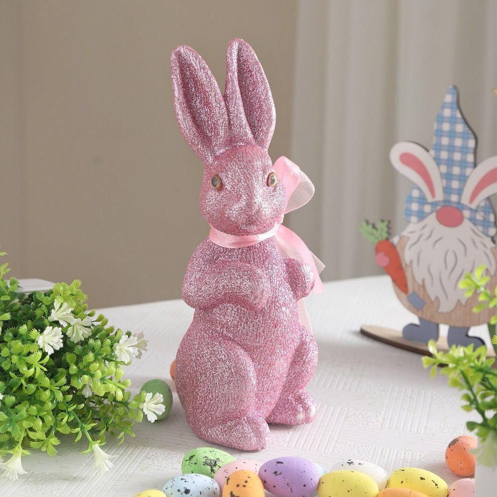 Colorful Easter Bunny Figurine Simulated Bunny Statues Creative Foam Rabbit Figures  Holiday Party