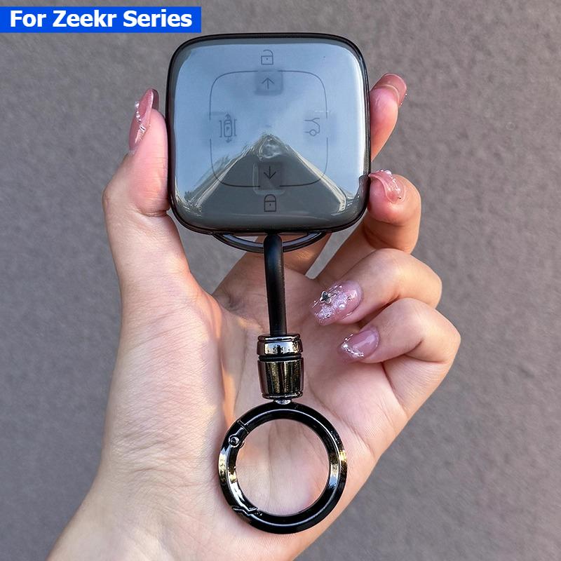 Für Geely Zeekr 001 X 007 009 Mix 007Gt TPU Auto Schlüsselhülle Abdeckung Transparent Smart Fernbedienung Schlüsselhülle Abdeckung Schlüssel Tasche Hülle Halter Schlüsselanhänger