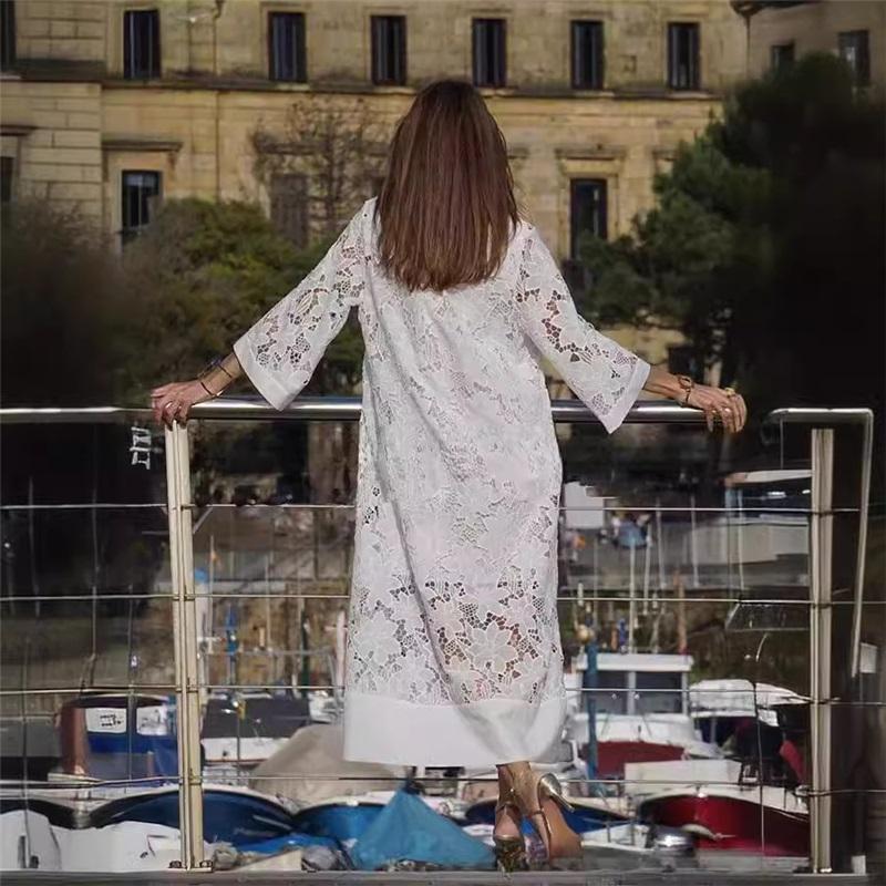 Lace Milk Silk Loose Mid-Length Solid Colour Dresses