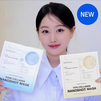 MediAnswer Maschera Nanoshot al Collagene Vita/Pori 5 fogli, 2 tipi, 1 scelta