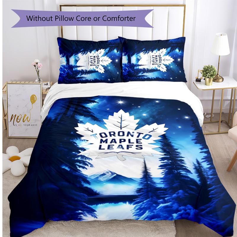 Toronto Maple Leafs Printed 3PCS Bedding Set Soft Breathable Duvet Cover Pillowcases Set Washable Bedroom Decor Home Gift