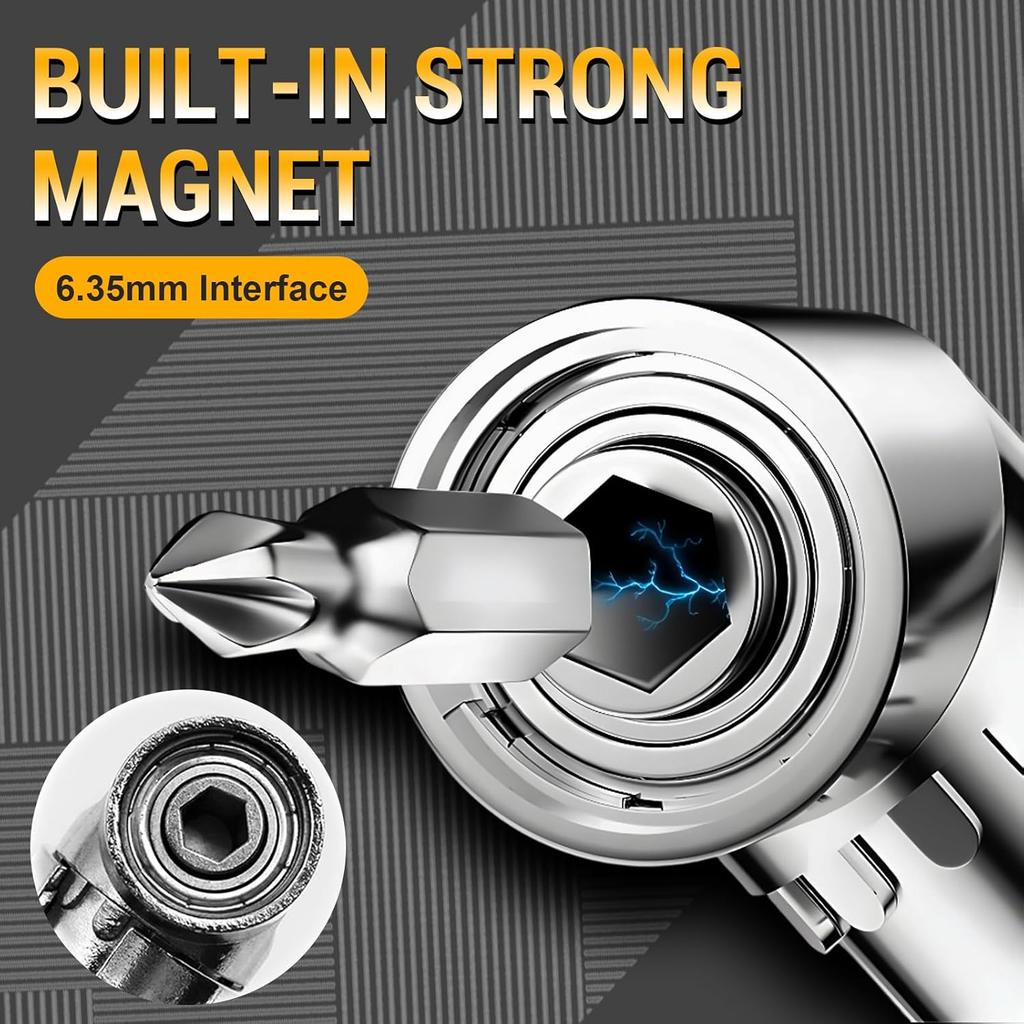 105 Degree Right Angle Drill Adapter Extension Bit Power Screwdriver Socket Adapter, Corner Tool Screw Hub with Multi-function Bend Screwdriver Bit
