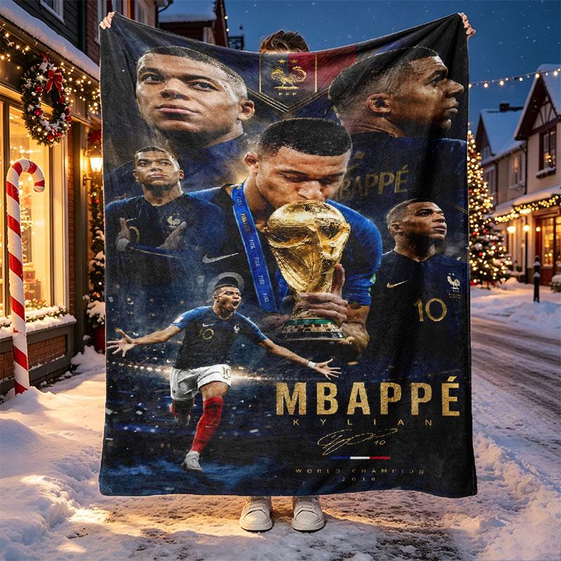 Kylian Mbappe Pattern Blanket for Home Decoration, Bed, Sofa, Car Travel, Camping, Suitable for All Seasons, Birthday Christmas Gift