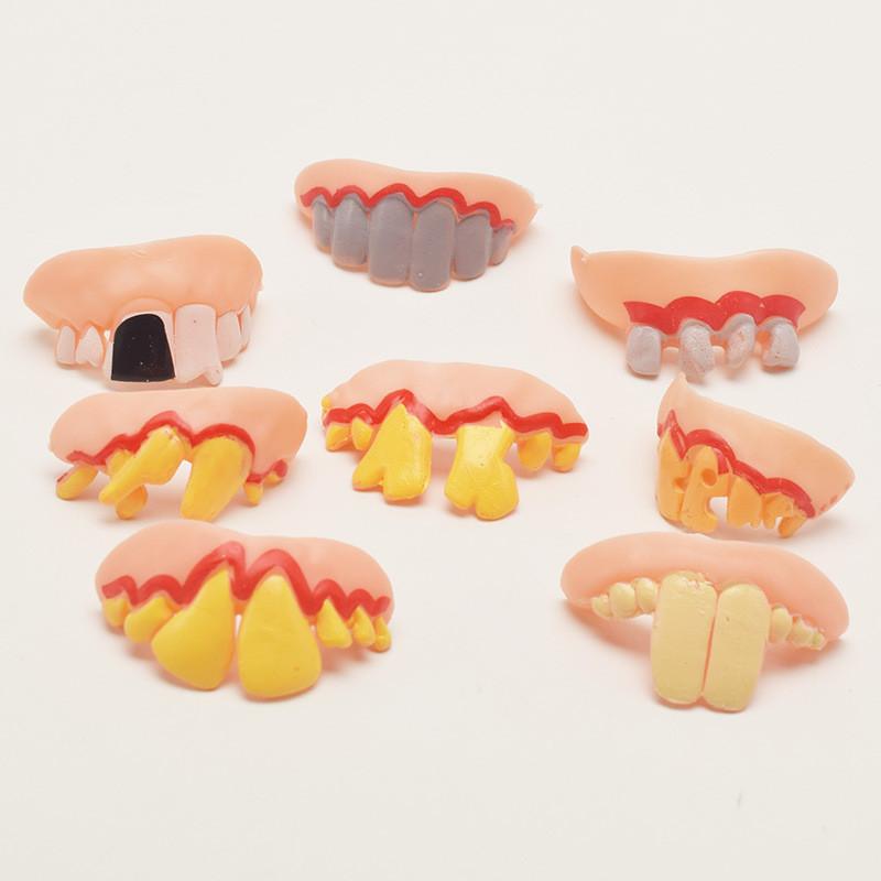 5pcs Terrible Funny Rotten Goofy Fake Teeth Creepy Dentures Party Halloween