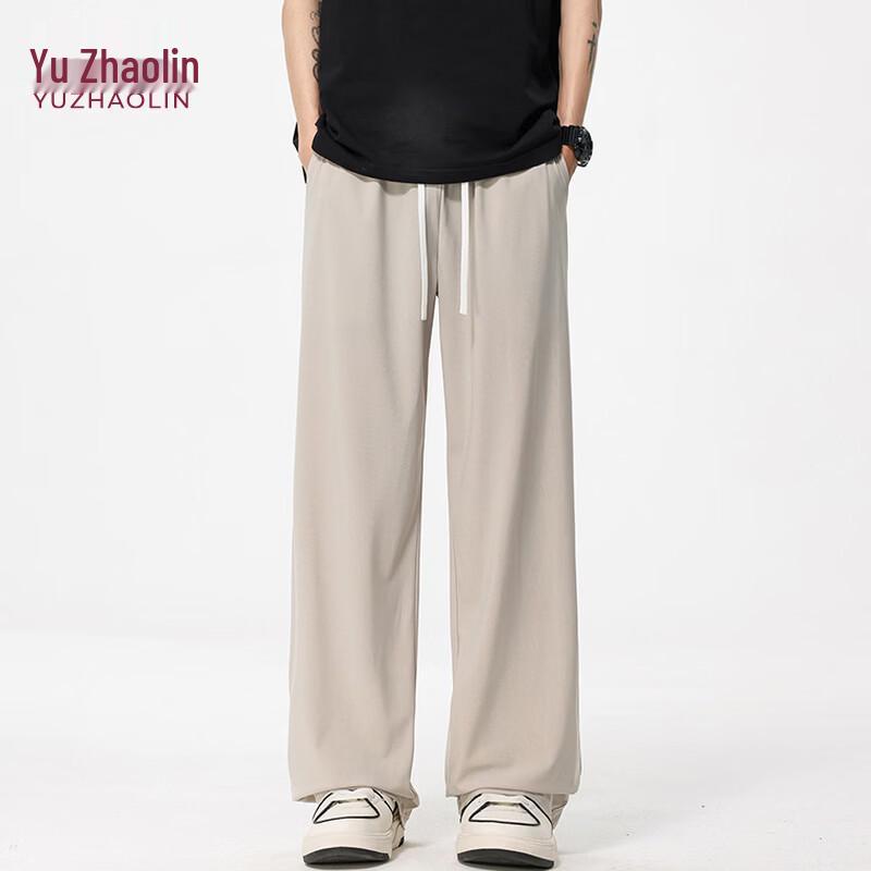 YUZHAOLIN Men s Cool Feel Drawstring Straight Leg Casual Pants L хаки