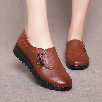 Zapatos de mujer de otoño 2025, zapatos casuales de cuero a la moda para mujer, zapatos de trabajo cómodos y sin cordones para mujer.