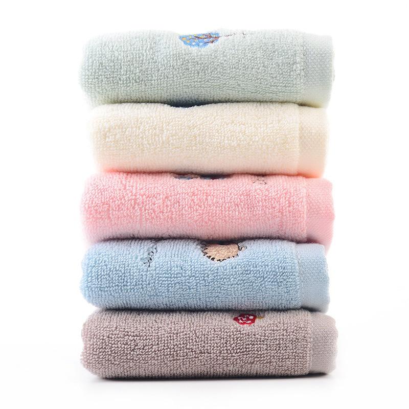 1Pc 25x50cm Cartoon Hedgehog Embroidery Cotton Soft Absorbent Children Baby Bathroom Hand Face Towel