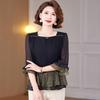 Women's French Style Lotus Leaf Patchwork Blouse