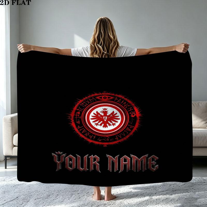 1PC Eintracht Frankfurt Custom Name Patterned Flannel Blanket Suitable For All Seasons for Home Decor Warmth and Comfort Gifts Holiday Present