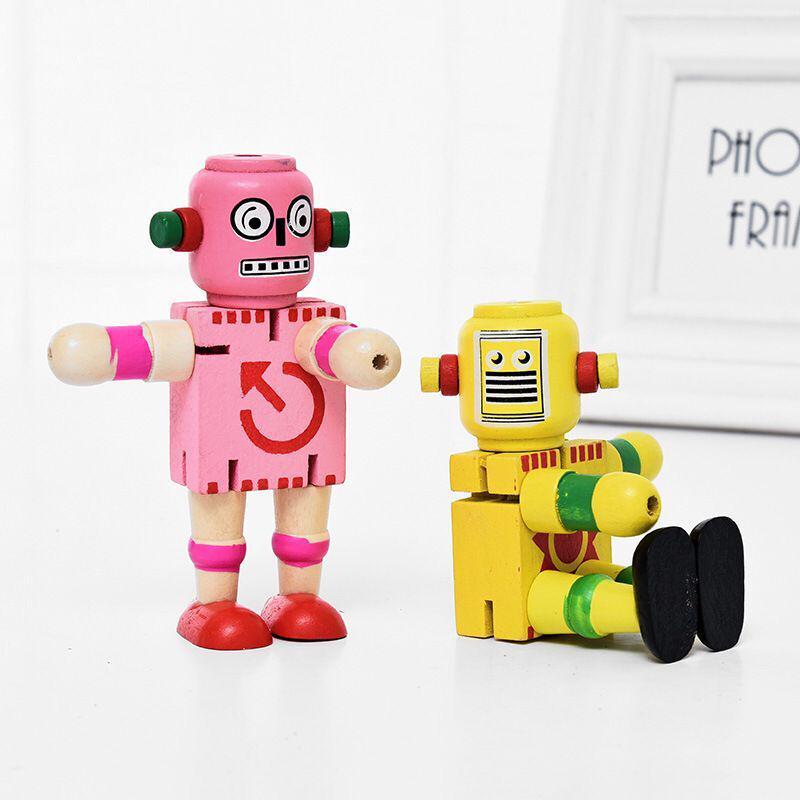 Creative Wooden Deformable Robot Building Blocks - Cute Assembled Toy for Kids, Ideal Birthday Gift
