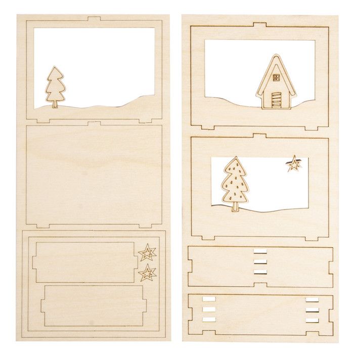 Kit de bricolage - RAYHER - Mini-Cadre 3D Hiver - 11,5 x 8,5 cm - Pour enfants - Bois blanc