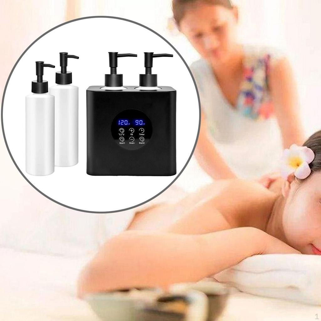 Double Bottle Oil Heater Electric Temperature Adjustable Cream Black